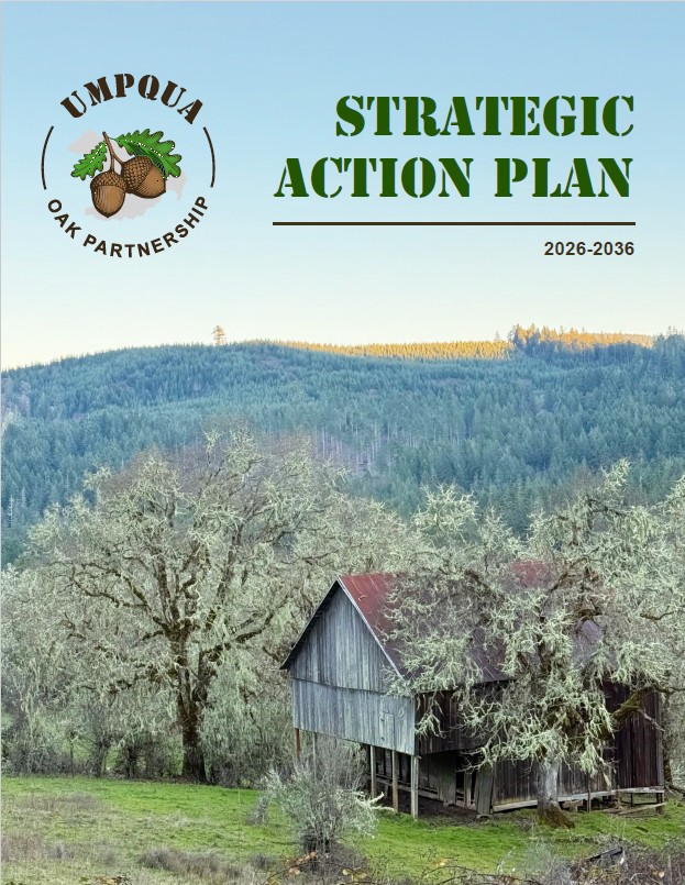 This image shows the cover page of the Umpqua Oak Partnership Strategic Action Plan.